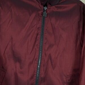 Womens Reversible Bomber Jacket‎ Burgundy Satin Black Zip Casual Lightweight